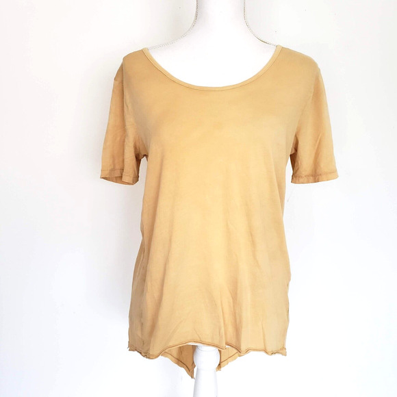 XCVI Tan Blouse Women SIZE XS Hi Low Fitted Short Sleeve Casual Cute Top FLAW - Picture 11 of 11